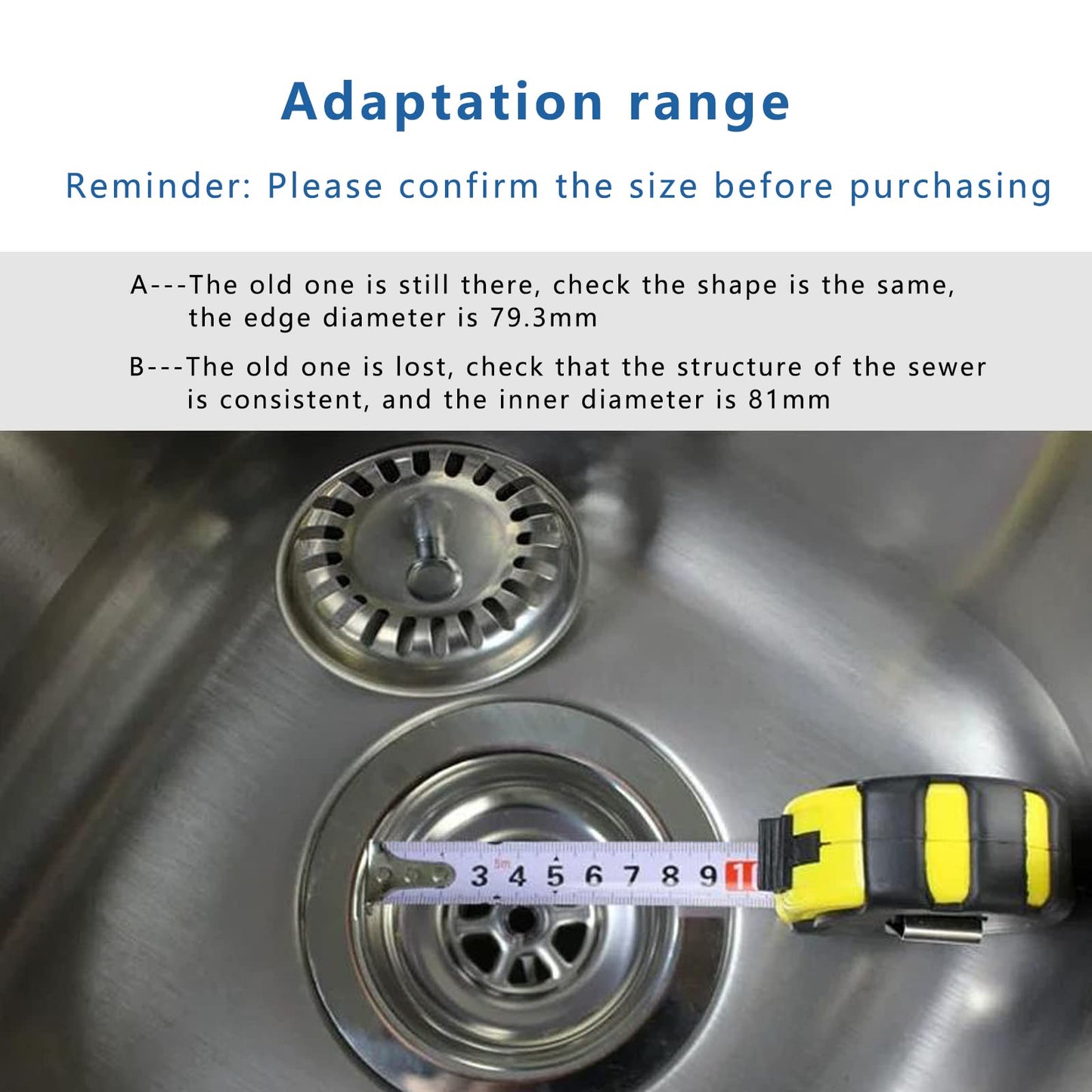 2 Pcs Sink Strainer Plug Kitchen Drain Stoppers Stainless Steel Sink Plug