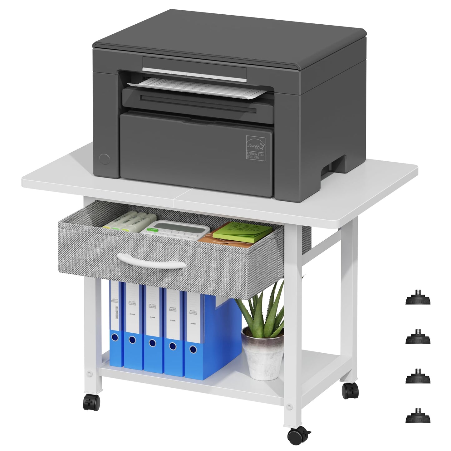 OYRREU Printer Stand on Wheels with Storage, Printer Table for Home Office