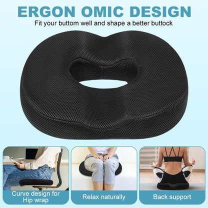 AOOHA Donut Cushion for Hemorrhoids,Memory Foam Seat Cushion,Orthopedic Memory Foam Ring Seat Cushion,Double U-Shape,for Office Chair, Car