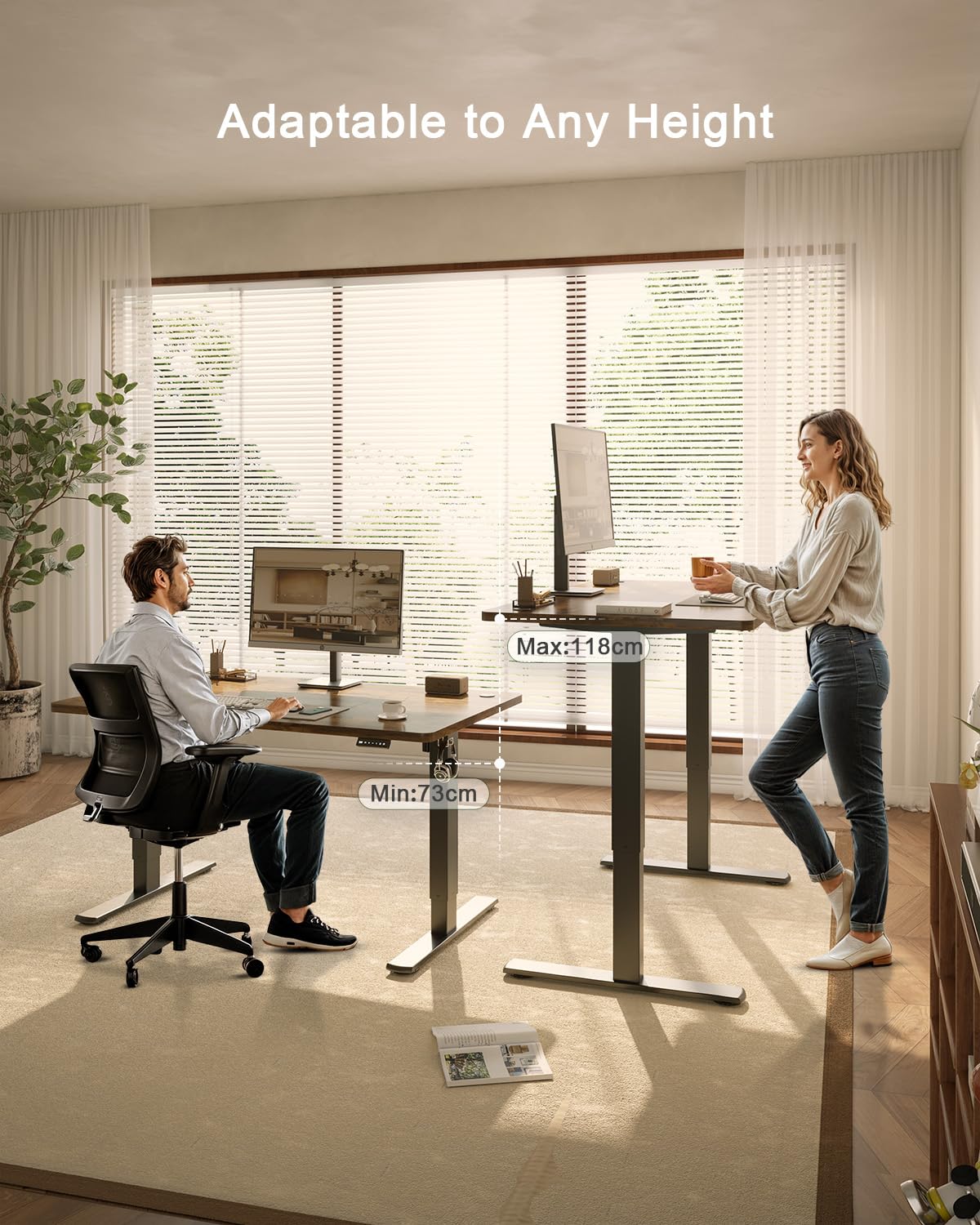 JUMMICO 120x60cm Electric Standing Desk with USB Charging Height Adjustable Desk with Sedentary Reminder Stand Up Desk with Splice Board for Home