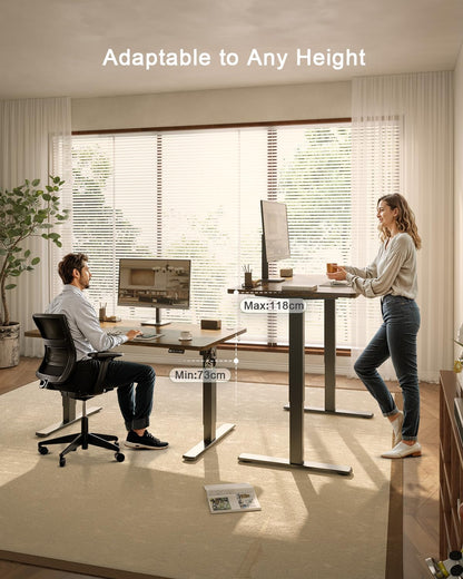 JUMMICO 120x60cm Electric Standing Desk with USB Charging Height Adjustable Desk with Sedentary Reminder Stand Up Desk with Splice Board for Home
