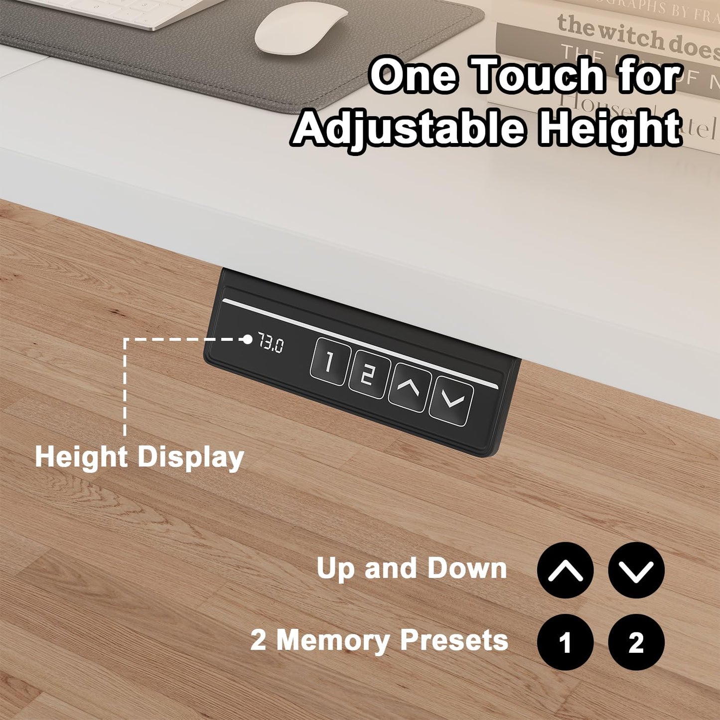 JUMMICO Electric Standing Desk with Monitor Stand, 140x60cm Height Adjustable Desk, Office Table with 2 Memory Smart Pannel,White