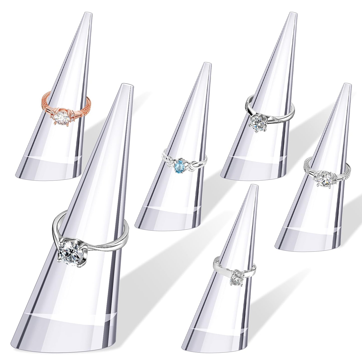 KALIONE 6Pcs Acrylic Ring Holder Ring Display, Transparent Jewelry Display Stand, Acrylic Ring Display Stand Set