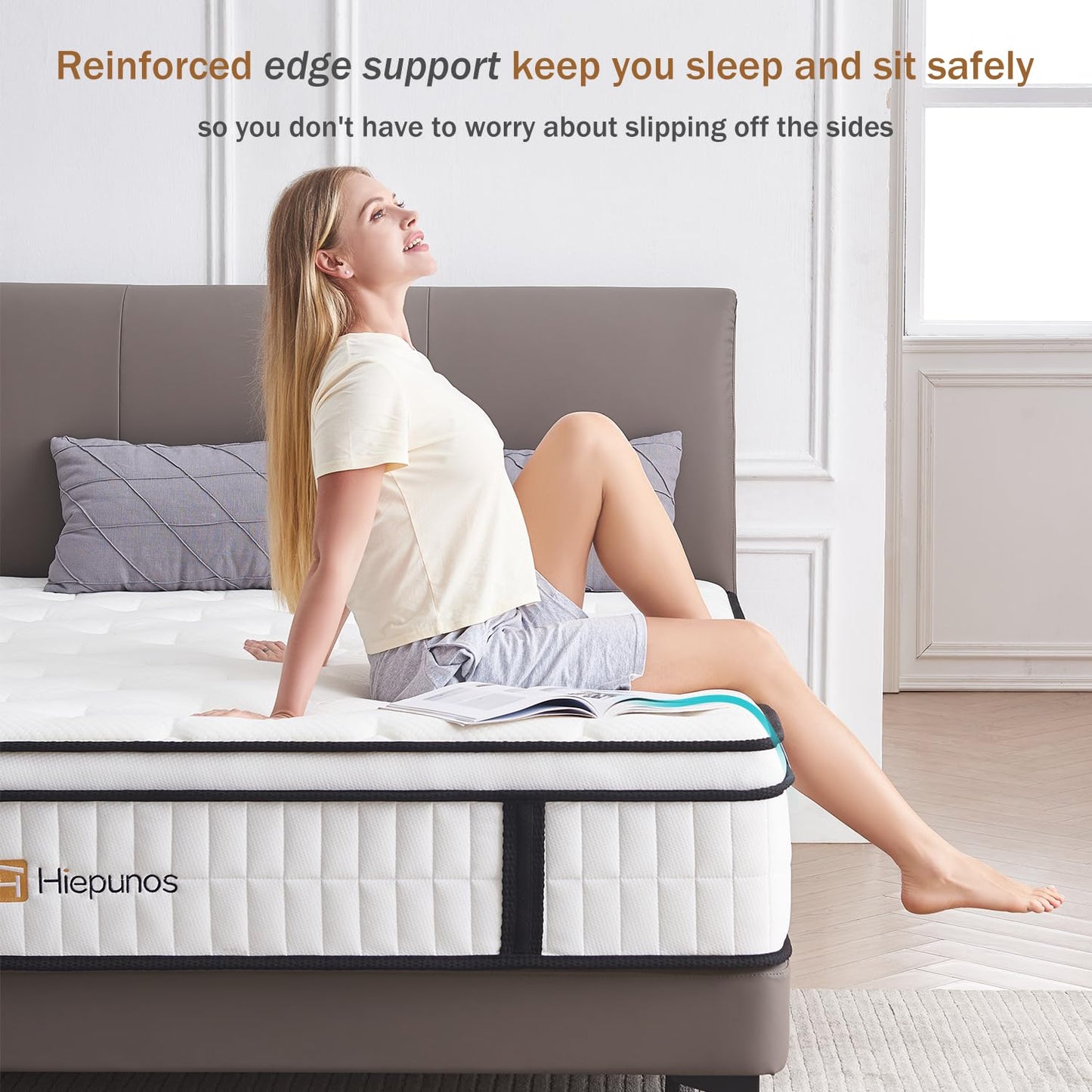 Hiepunos 3FT Single Mattress, 10.2 INCH Single Memory Foam Mattress, 9-Zone Pocket Sprung Medium Firm