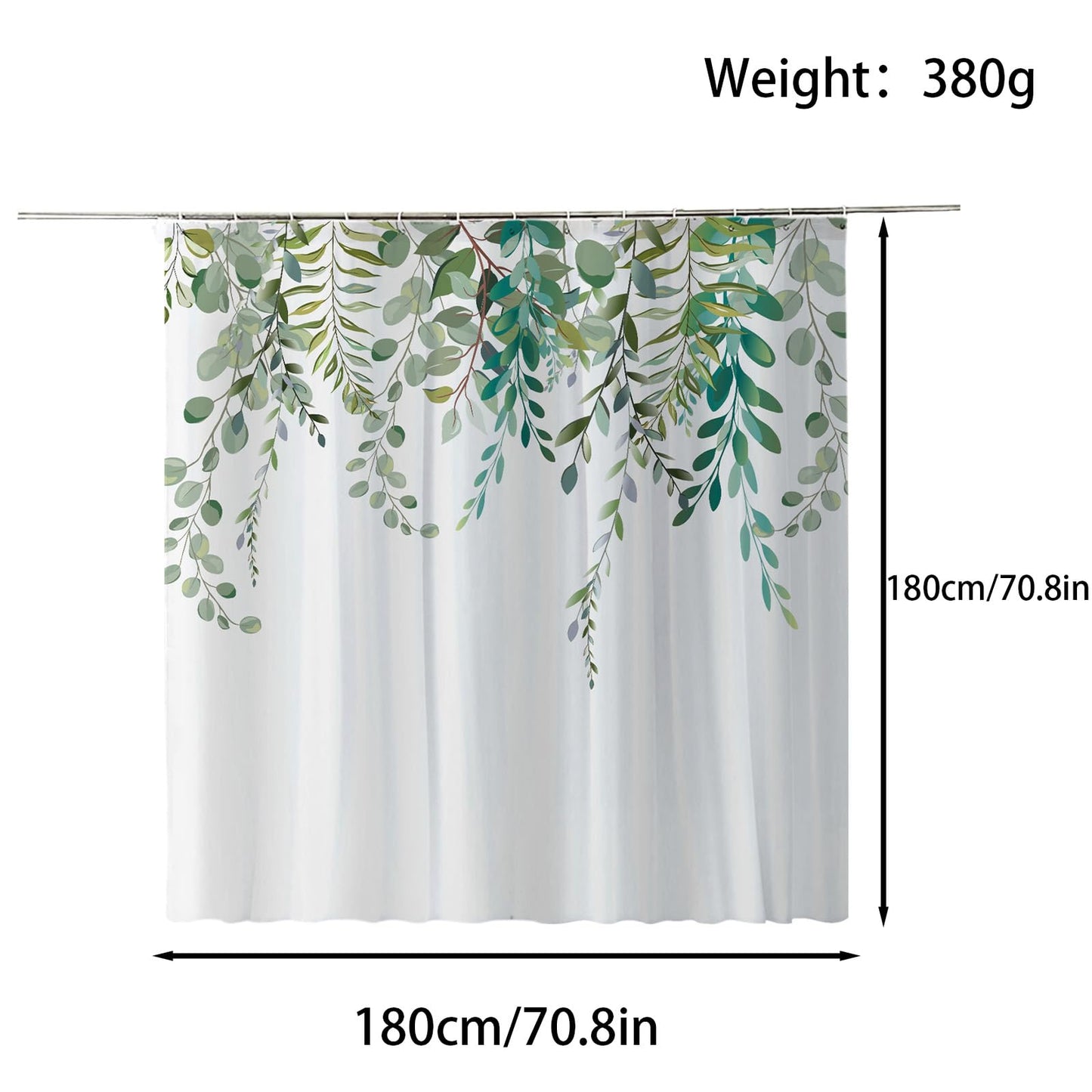 FAIRYGATE Outdoor Shower Curtain Sage Green Shower Curtains for Bathroom Waterproof Quick-Drying Fabric Plant Shower Curtain Set with 12 Hooks B9409
