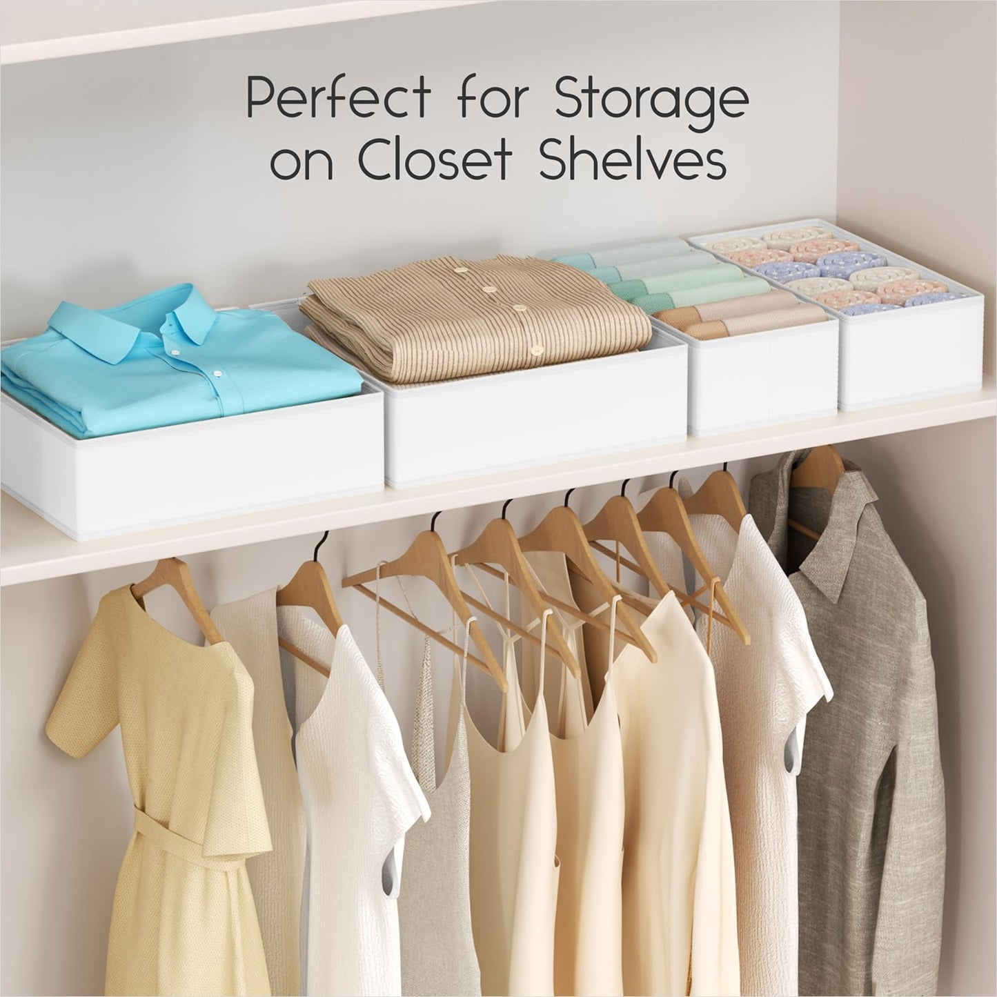 8 Pack Drawer Organiser Clothes - Baby Drawer Dividers with Zipper White