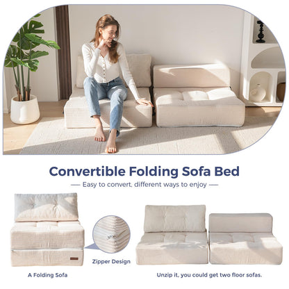 MAXYOYO Folding Sofa Bed, Convertible Sofa Bed with High-Density Support Foam, Portable 4 in 1 Fold Out Chair to Floor Lounger