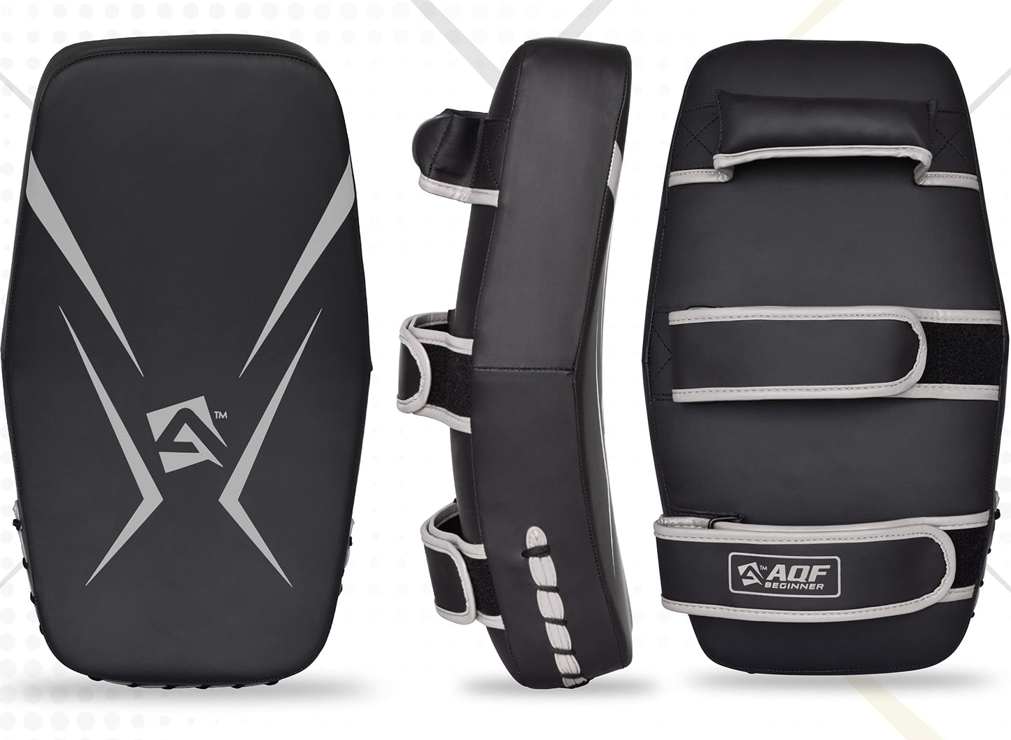 AQF Thai Pads for Kickboxing Muay Thai Pad with Solid Handle Grip, Maya Hide Leather Curved Strike Shield for Boxing MMA Martial Arts Taekwondo,