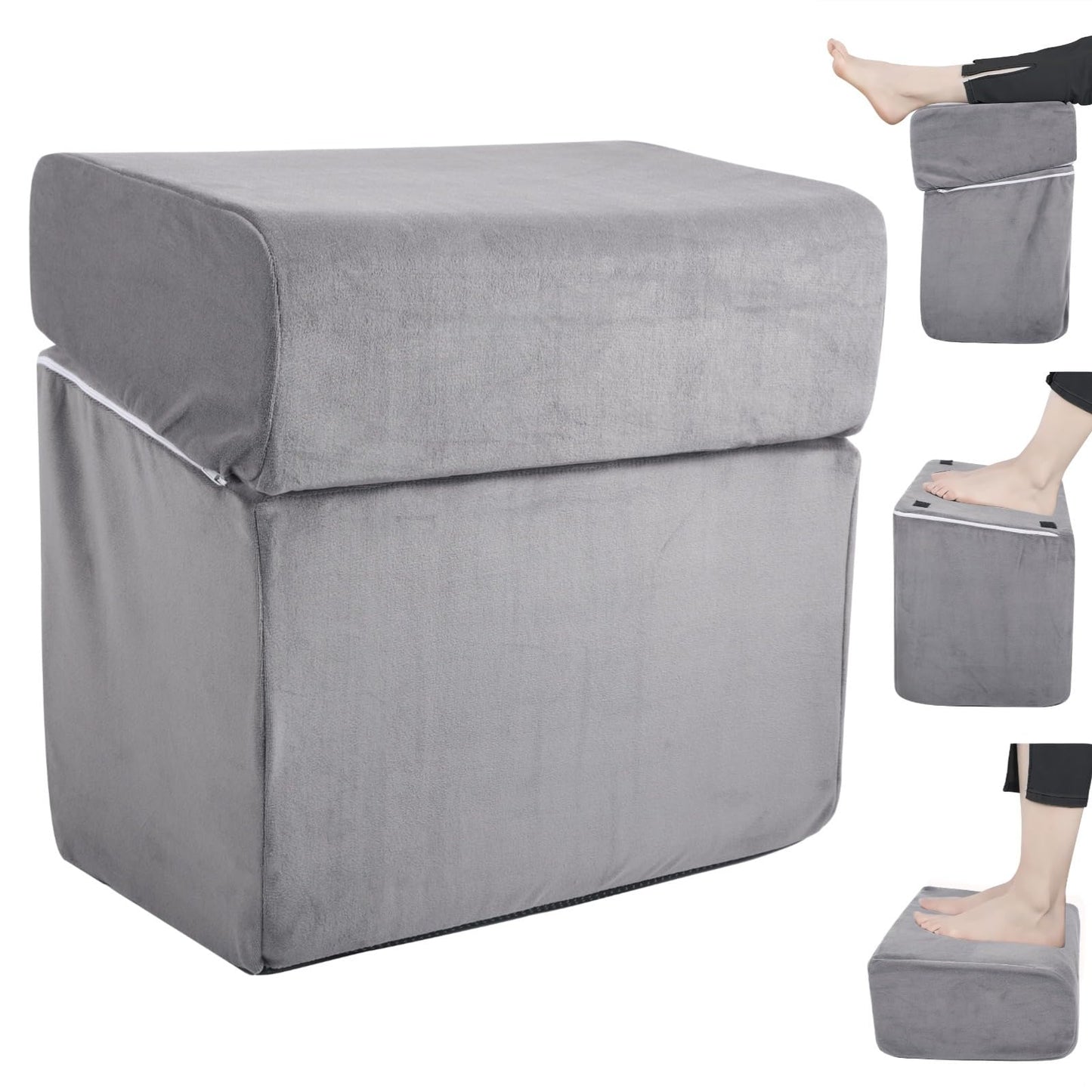 Adjustable Foot Rest Under Desk, Ergonomic Foot Support Cushion, Under Desk Ottoman with Washable Cover, Anti-Slip Design, Ideal for Office, Work