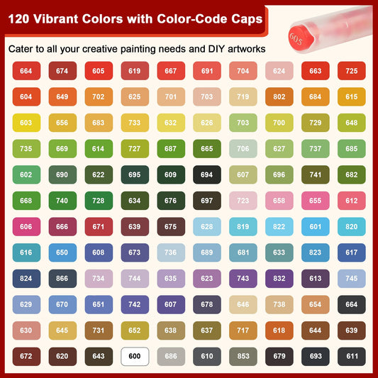 Gelanty Acrylic Paint Pens, 120 Colors Paint Markers with Flexible Brush Tip, Direct Liquid Acrylic Pens for Rock Painting, Ceramic, Wood, Glass