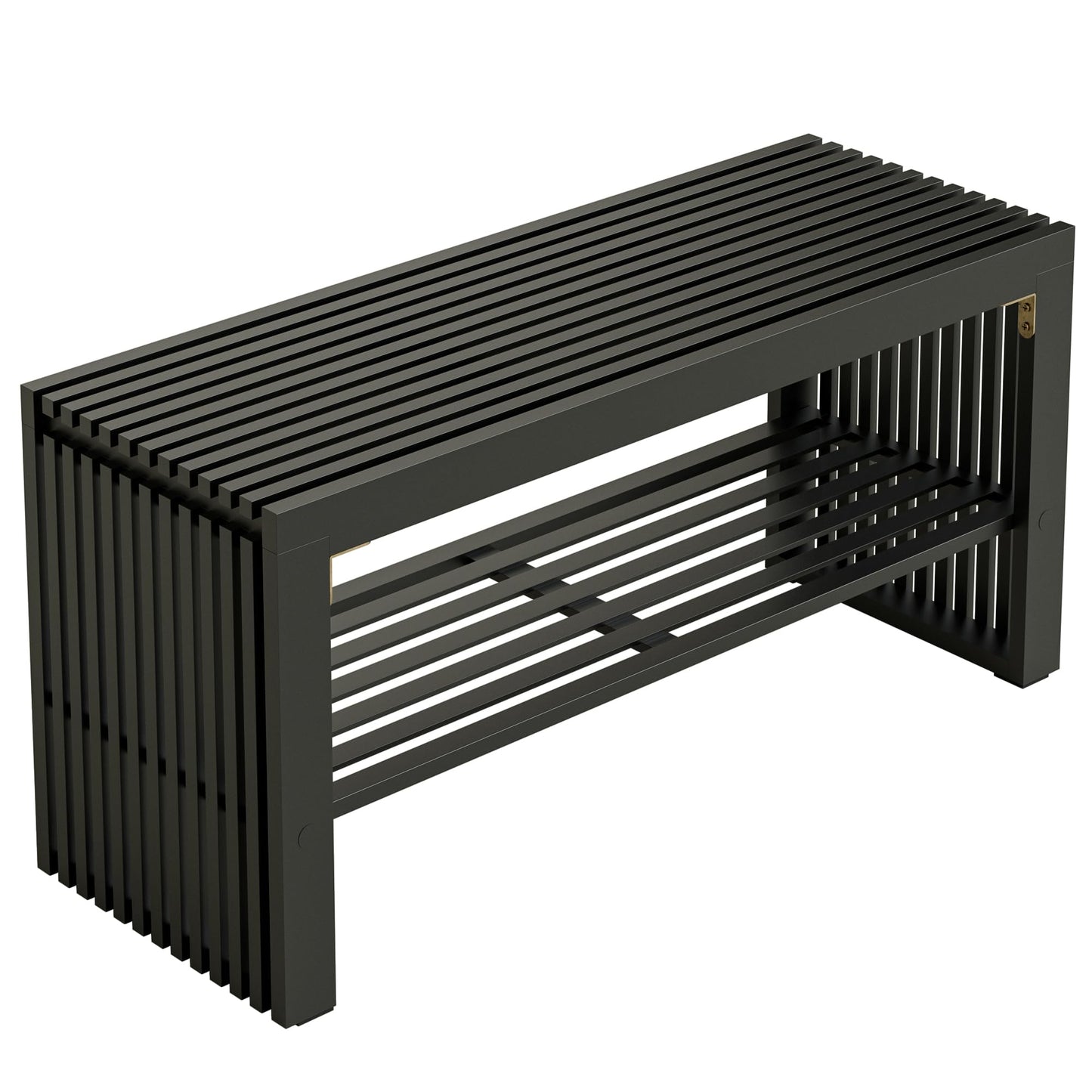 HEYZOEY Balck Bamboo Hallway Bench with Shelf, Dining Bench, 35×13×17 in