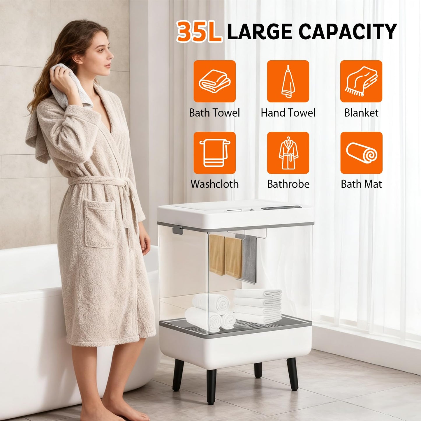 JAOGAUS Towel Warmer, Foldable Towel Heater Cabinet with LED Display