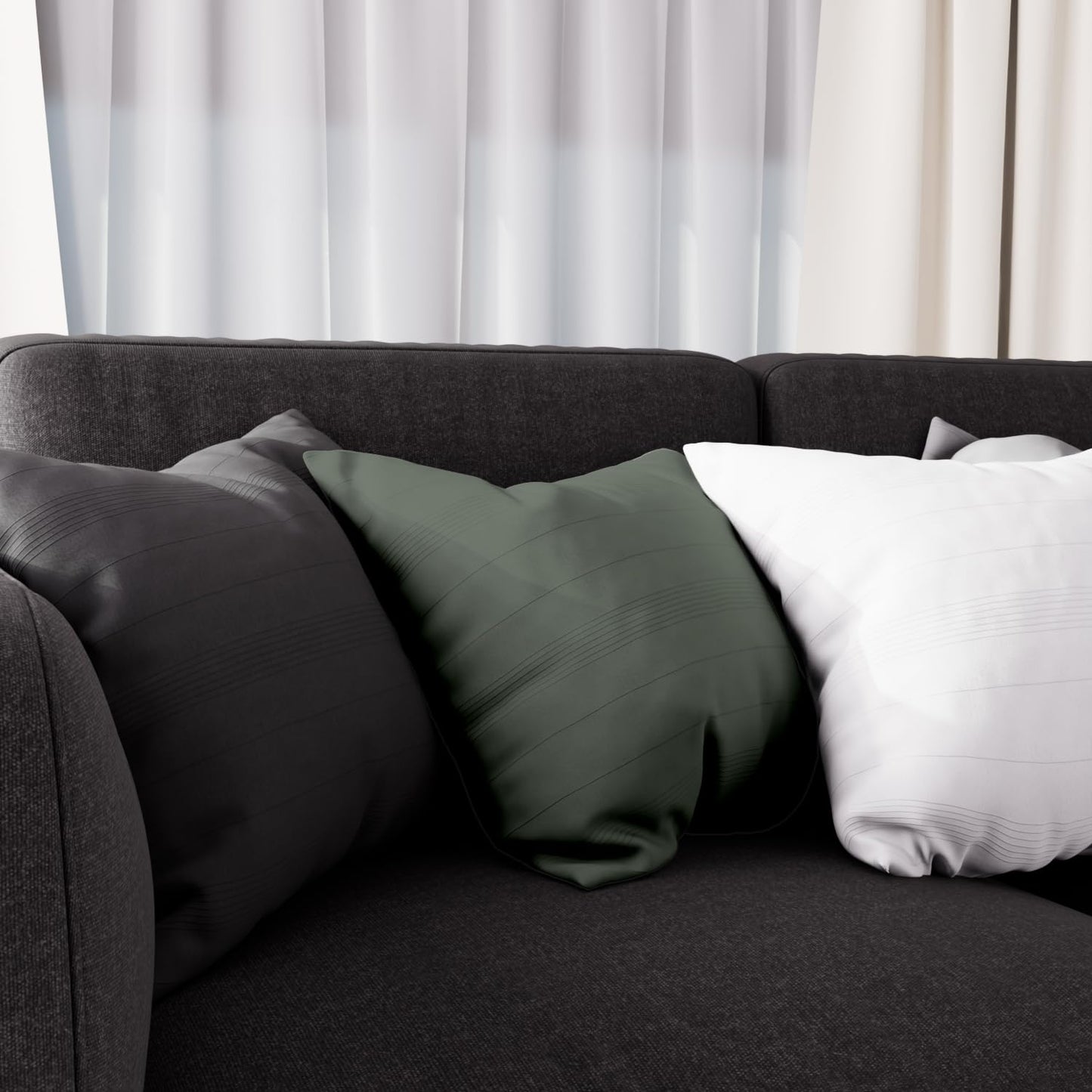 Soleil d'ocre, Adele Cotton Cushion Cover, Khaki, 60 x 60 cm