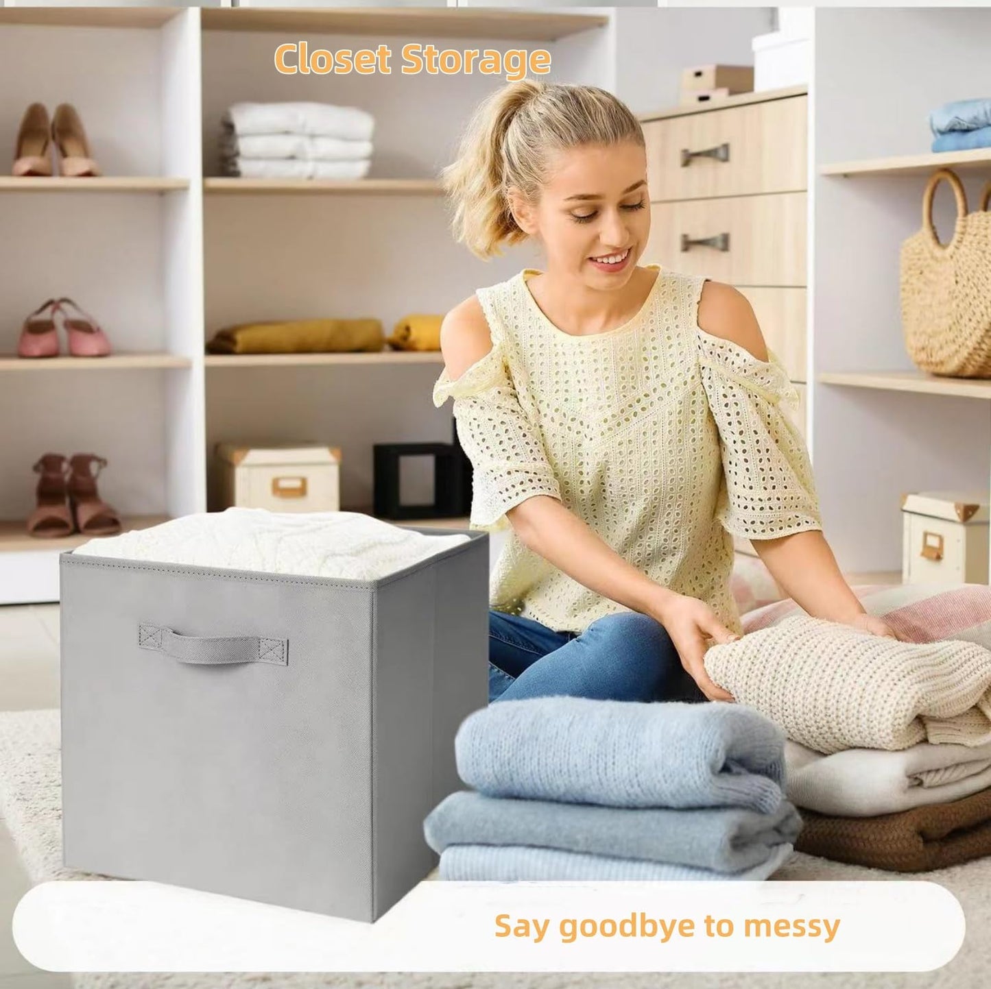 ZMShenMa 4 Pcs Foldable Storage Cubes Storage Box Made Of Fabric In Cube Shape，Organiser With HandlesWardrobe Drawer Style Folding Storage Box