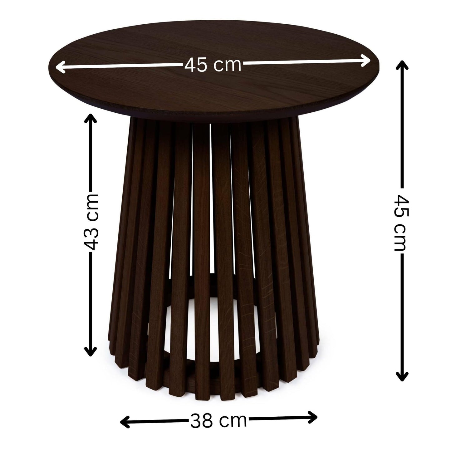 Julian Bowen Ollie Slatted End Table - Cocoa Oak, Brown - H45 x W45cm