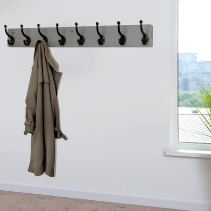 WEBI Rustic Coat Rack Wall Mount Long 8 Cast Iron Coat Hooks Wall Mounted,Heavy Duty Wall Coat Hanger Hooks for Hanging Coats,Clothes,Grey