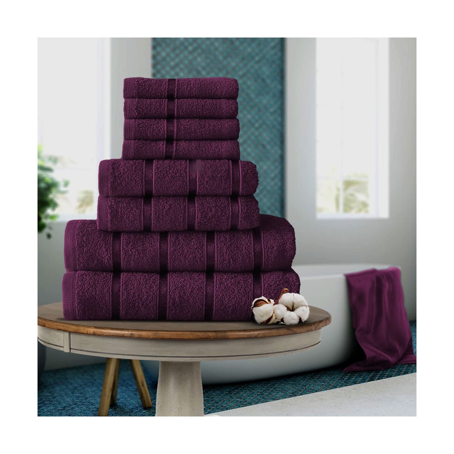 FAIRWAYUK 8-Piece Towels Bale Set for Bathroom, Ultra Soft Premium Quality Water Absorbent Towel Gift Sets, 100% Egyptian Cotton