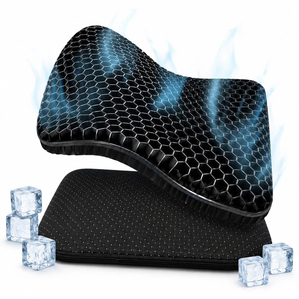 Crave-H Gel Seat Cushion with Cover, Double Thick Honeycomb Cushion for Office Chair, Car Seat & Wheelchair, Ergonomic Pressure Relief Support Pad