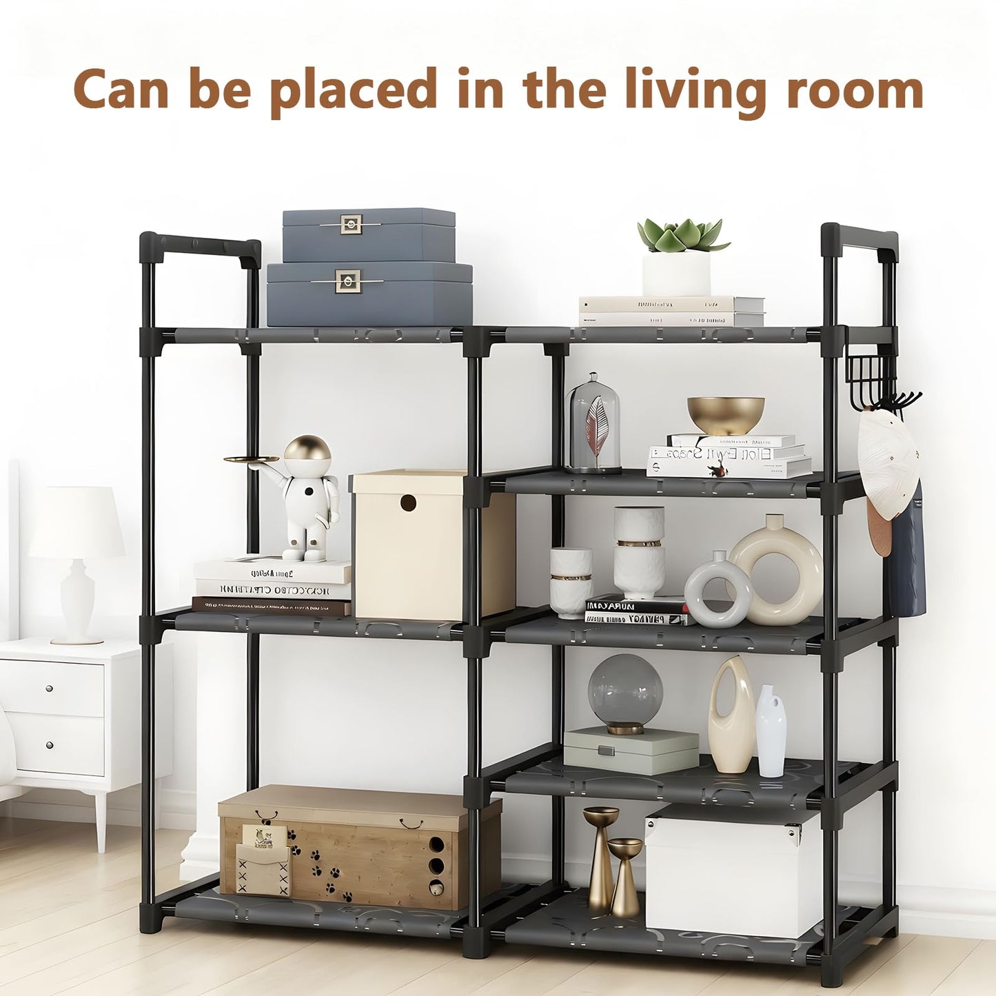 Altdnmaf 5 tier Shoe and Boot Storage Rack, 84cm Wide Large Welly Stand, Stackable Long Show Rack, for Entryway, Hallways, Kitchens