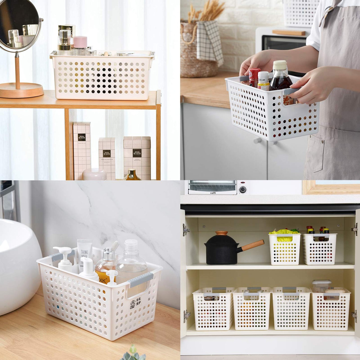 JAKAGO Medium Plastic Storage Baskets Kitchen Cupboards Organiser Baskets