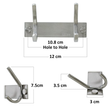 HONSKY Wall Coat Rack, Towel Rack, 12cm Metal Wall Coat Hanger with 2 Double Hooks 4 Single Hooks,for Hanging Coat, Hat, Bag, Towel