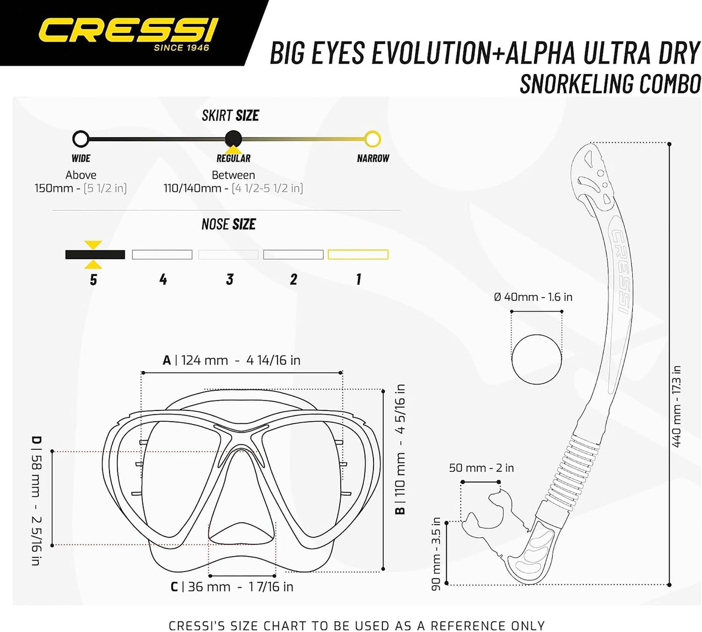 Cressi Big Eyes Evolution & Alpha Ultra Dry - Combo Diving Set Ideal for Snorkelling, Apnea and Diving - Adult Unisex, Black / Black