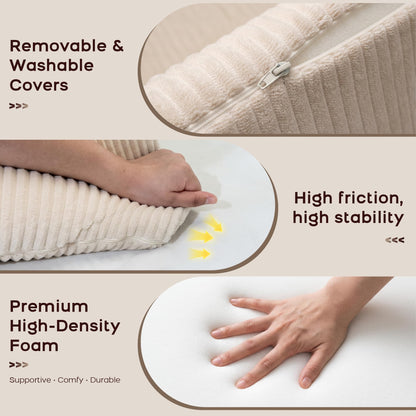 DAWNYIELD 3-in-1 Floor Sofa, High‑Density Foam Bean Bag Chair, Off-white