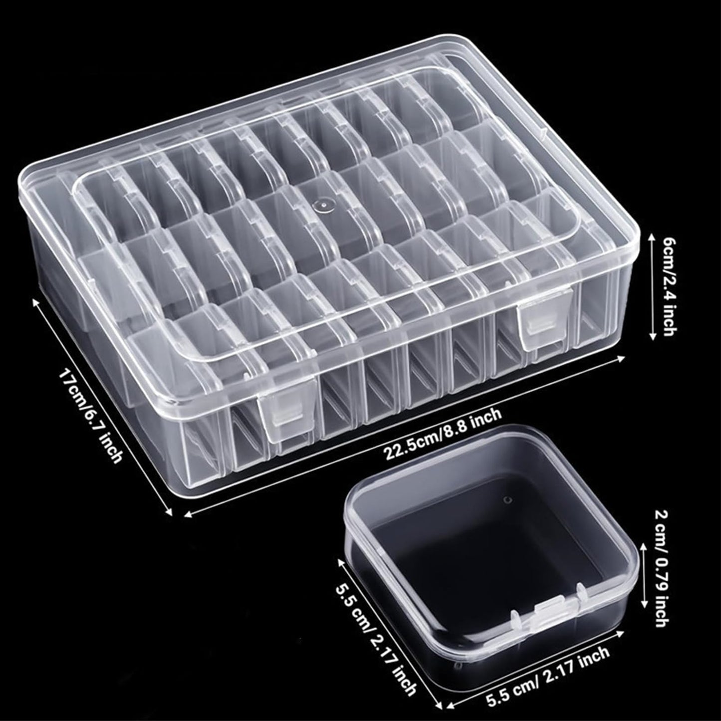 Libenxue 30 Grids Bead Storage Box, Containers Case with Hinged Lid Diamond Art Storage Tabletop Box Plastic for Jewelry, Earplug, Items, Earring