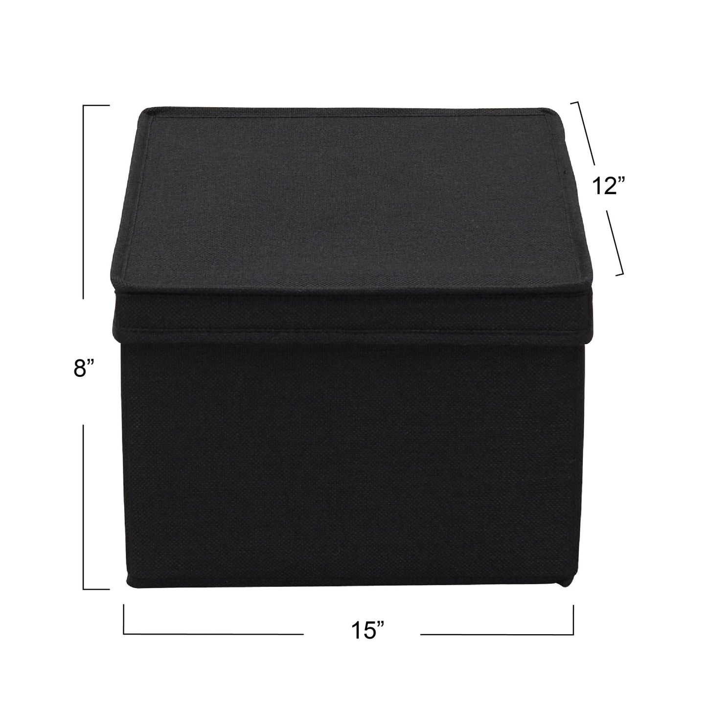 Household Essentials Wide Canvas Storage Box With Lid Box, 18.5x15x12 in., Latte, Set of 2