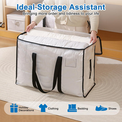 Large Moving Boxes 4Pack Large Storage Bags 95L Packing Boxes for Moving House Heavy Duty Clothes Storage Bags Clear Laundry Bags with Zips Lids for