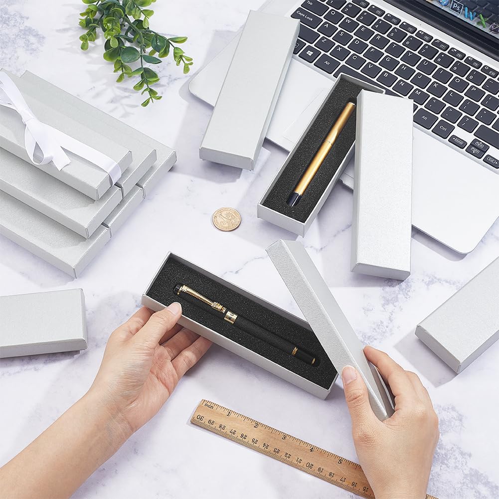 BENECREAT 16Pcs Empty Pen Gift Boxes, 18x5.1x2.4cm/7.1x2x1 Inch Cardboard Pen Cases with Sponge for Jewelry Collection Gift Packaging Office Supplies