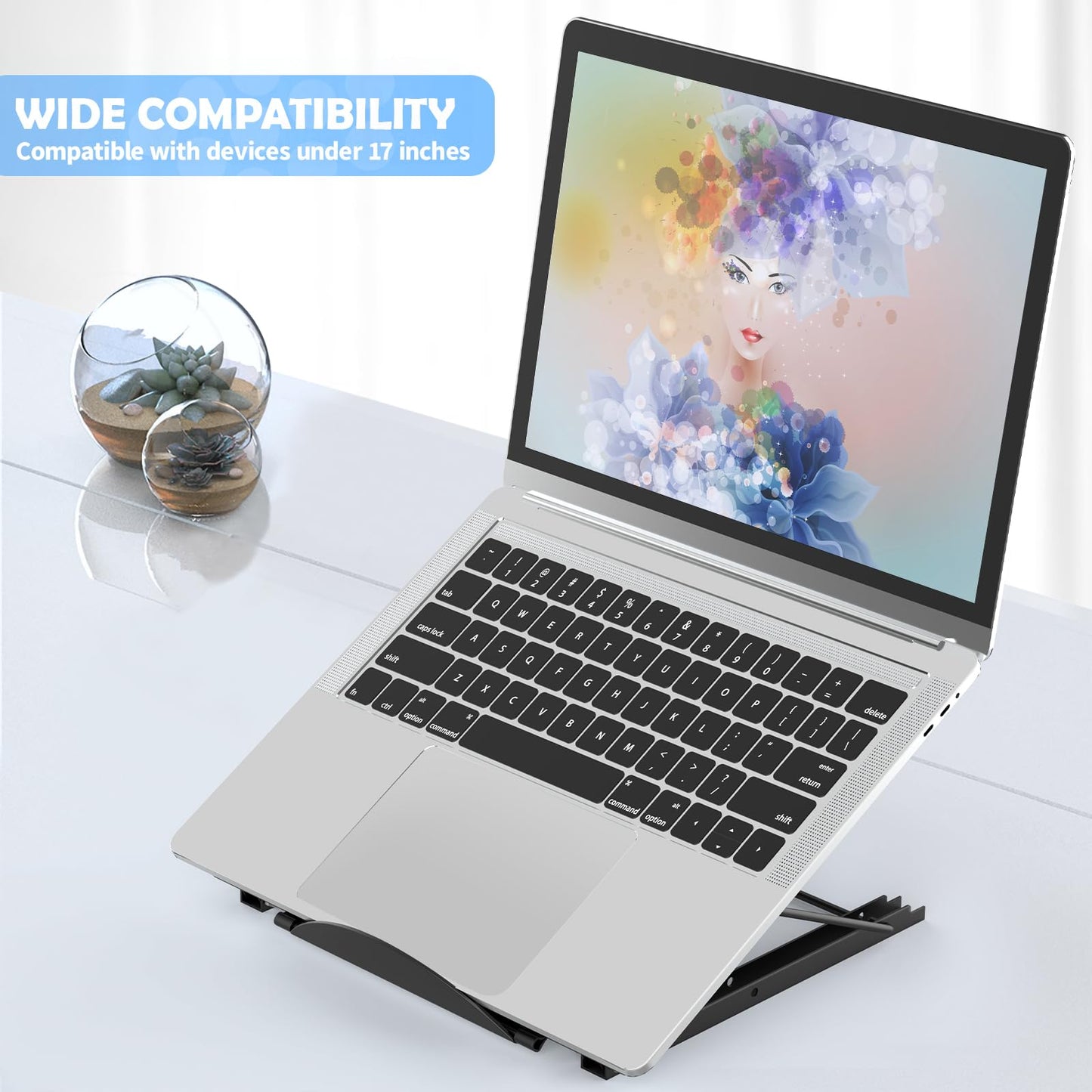 Jumkeet Laptop Stand,Foldable Portable Ventilated Desktop Laptop Holder,Universal Lightweight&Adjustable Ergonomic Tray Mount Compatible with