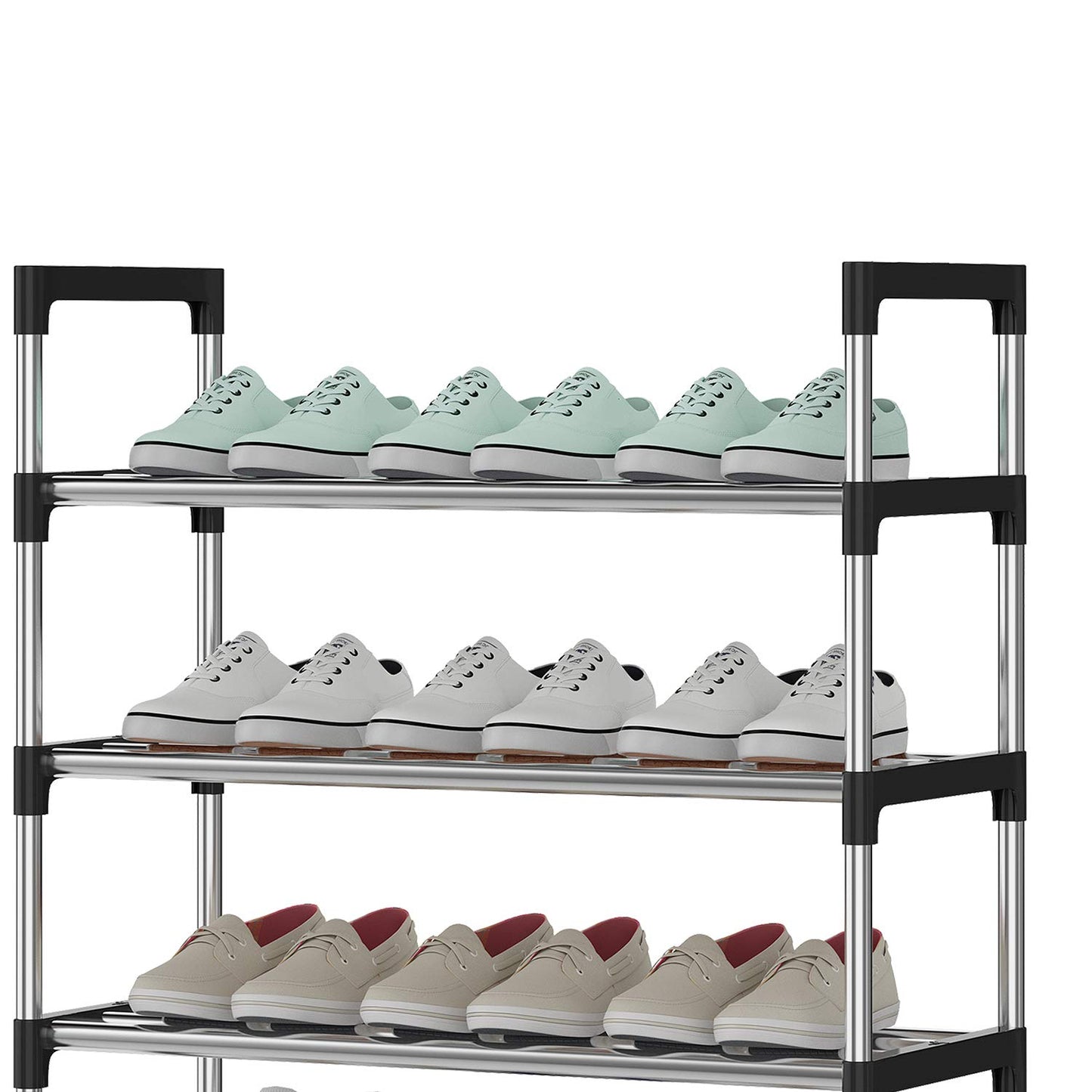 AcornFort® S-5 6 Tiers 18 Pairs Small Shoe Storage Rack Organiser Shelf Hold Stand (Silver)