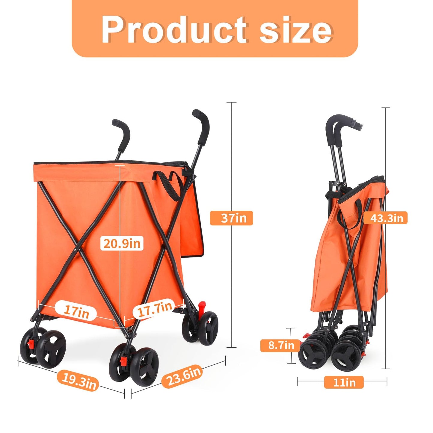 Shopping Cart, Collapsible Folding Utility Wagons Carts Heavy Duty, The Original Patented, 180lbs Capacity