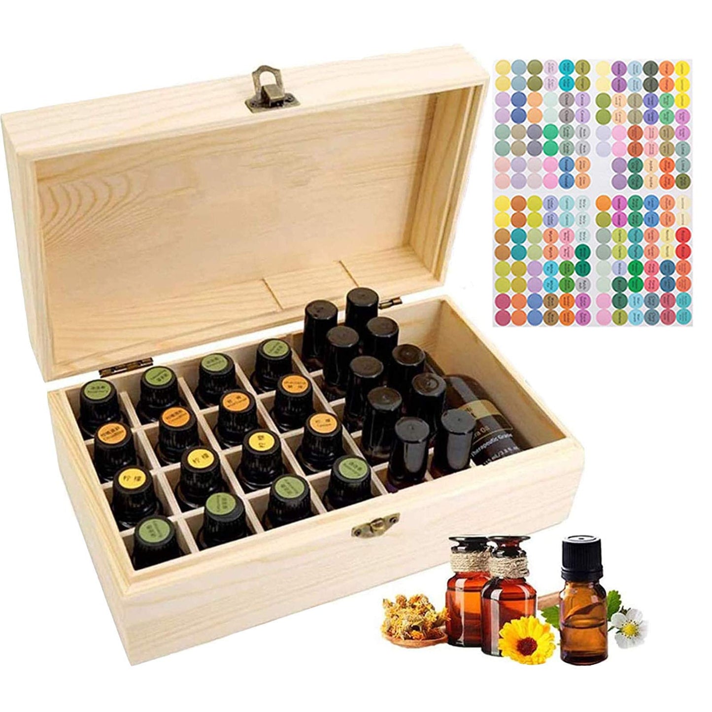 Gracelaza 36 Slots Wooden Essential Oil Organizer - Holds 5 10 15 ml Aromatherapy Bottles