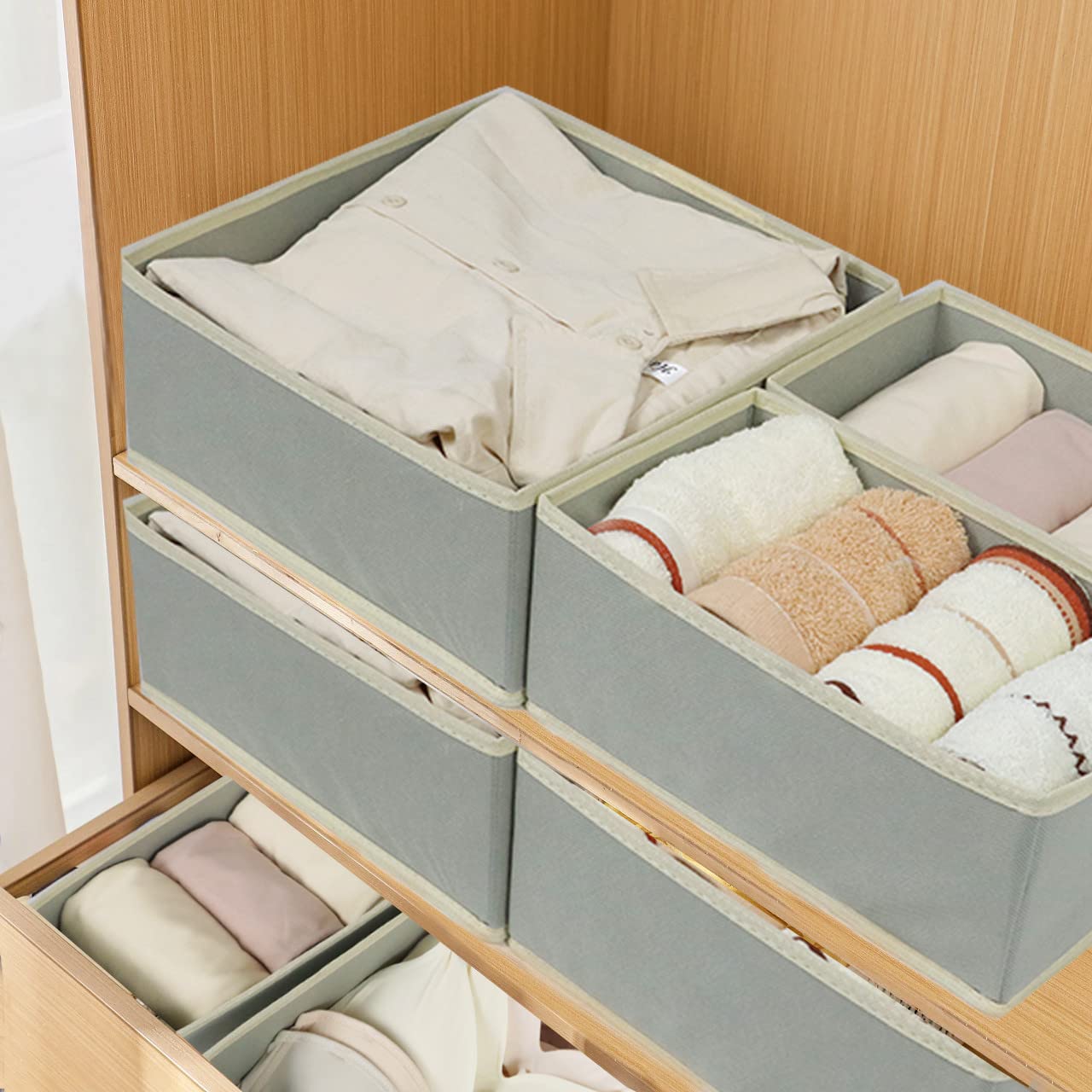 12 Pack Drawer Organiser, Foldable Fabric Wardrobe Storage Organiser, Drawer Dividers for Clothing