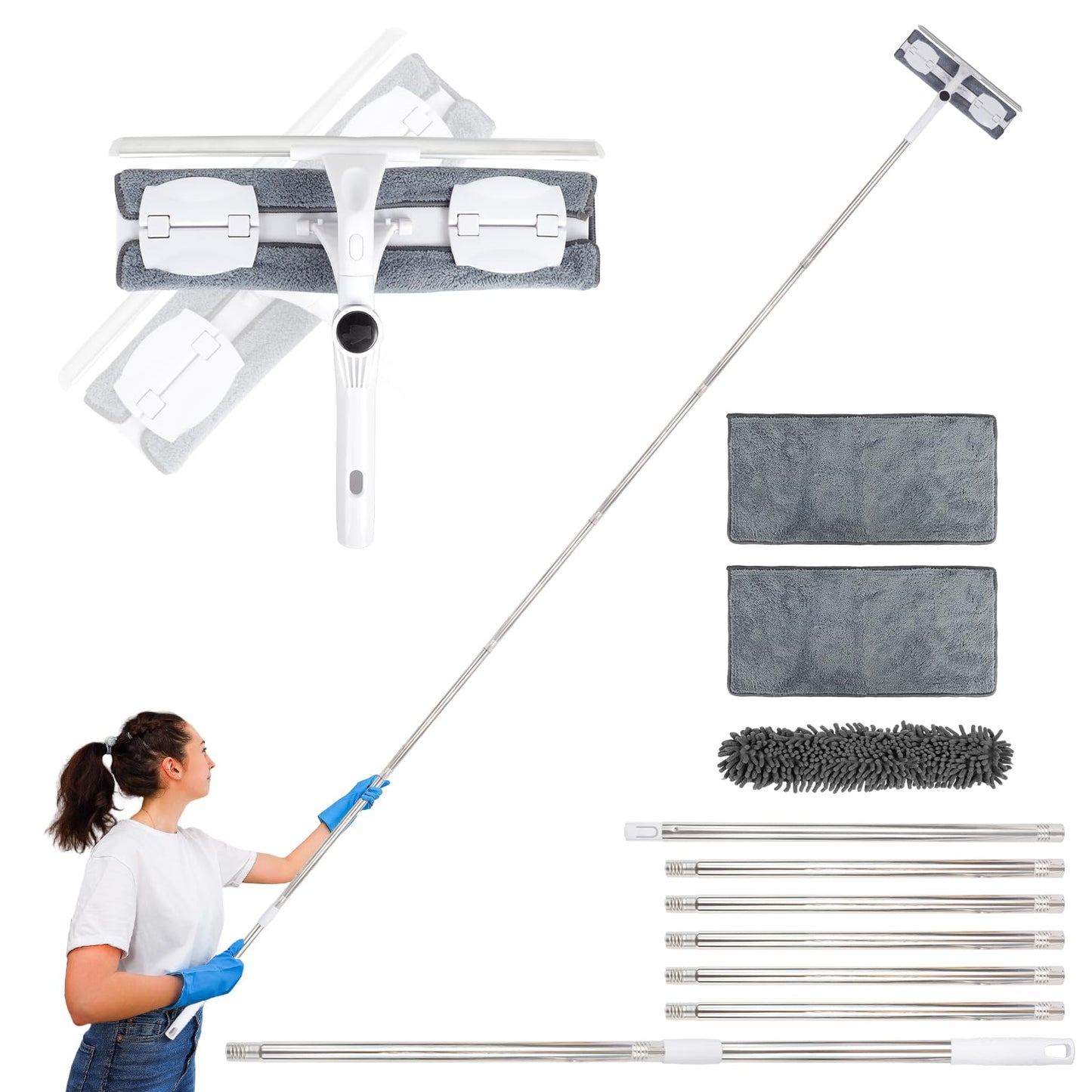 10.5Ft Telescopic Window Cleaner Equipment with Extension Pole
