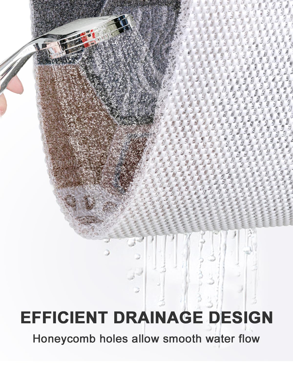 Extra Large Shower Mat Non Slip Anti Mould for Elderly: 80x120cm Quick Drain Loofah Shower Mats for Inside Shower