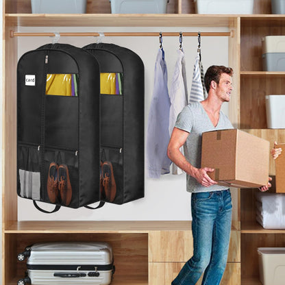 43" Heavy Duty Garment Bags for Travel 6.5" Gusseted Suit Bags for Closet Storage 2 Handles Hanging Clothes Bag with Pocket Cover for Shirts, Coats