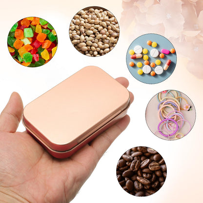 sourcing map 2pcs Metal Tin Box, 3.7x2.4x0.8 Mini Portable Rectangular Empty Tinplate Small Storage Container Airtight Tins with Lids for Candy