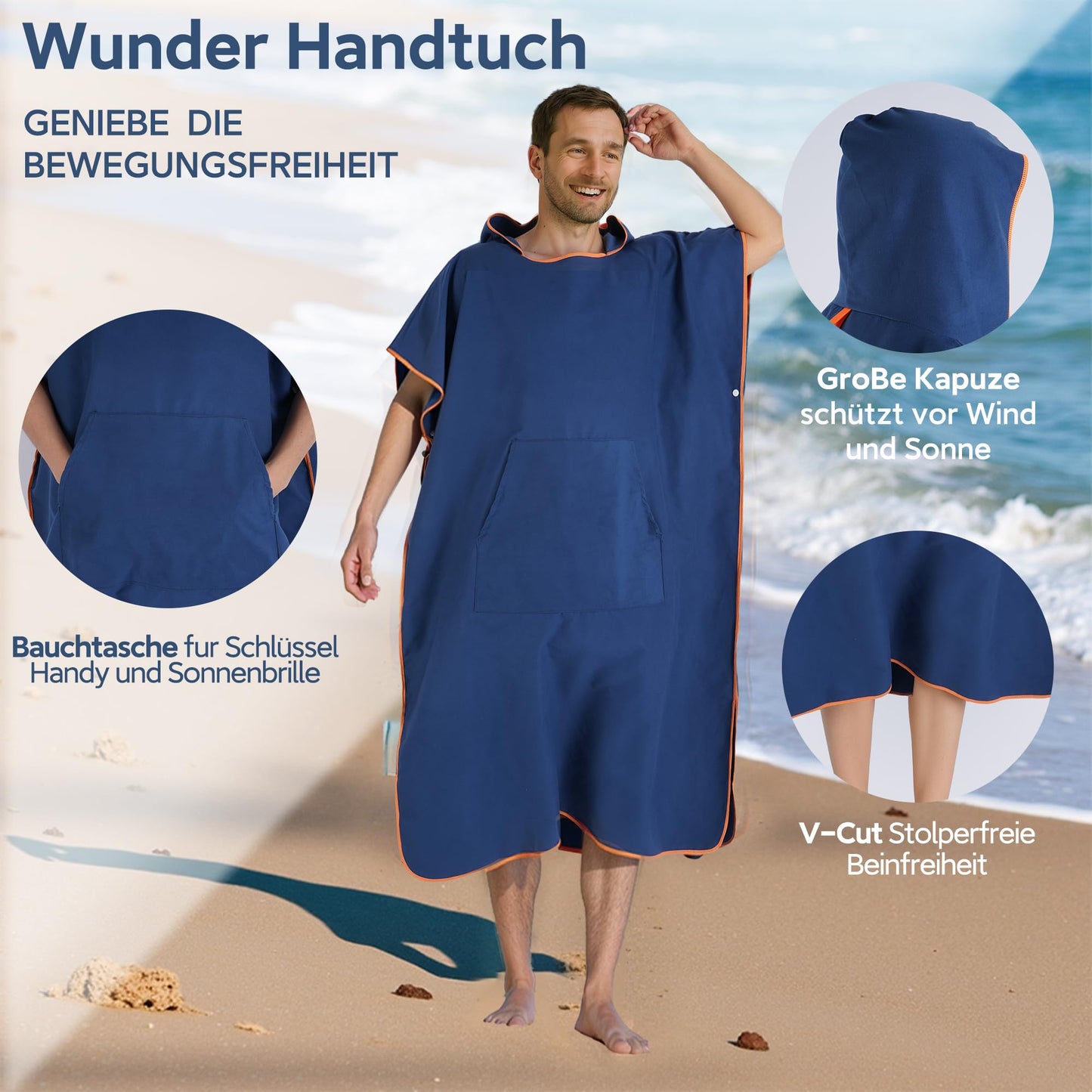 Pameil Changing Robe Bath Poncho for Men and Women, Poncho Towel, Microfibre Surf Poncho, Bath Poncho, Towel