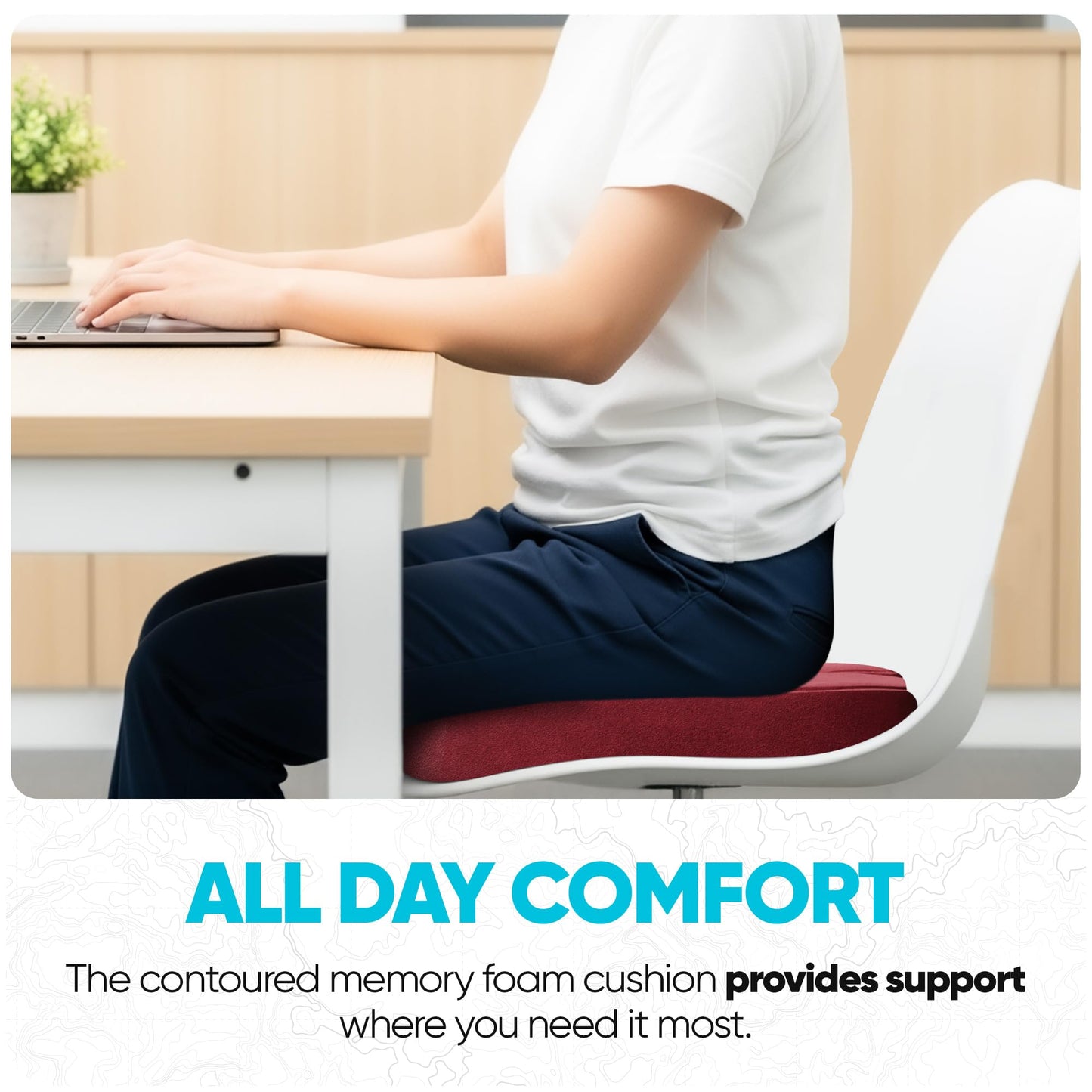 FORTEM Seat Cushion, Office Chair Cushion, Memory Foam Pillow for Sitting