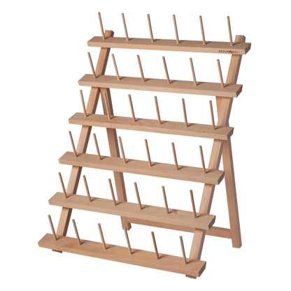 Milward Wooden Overlocker Thread Reel Stand, Freestanding or Wall Mountable Thread Spool Holder, 36 Spools, 57 x 43cm, Beech