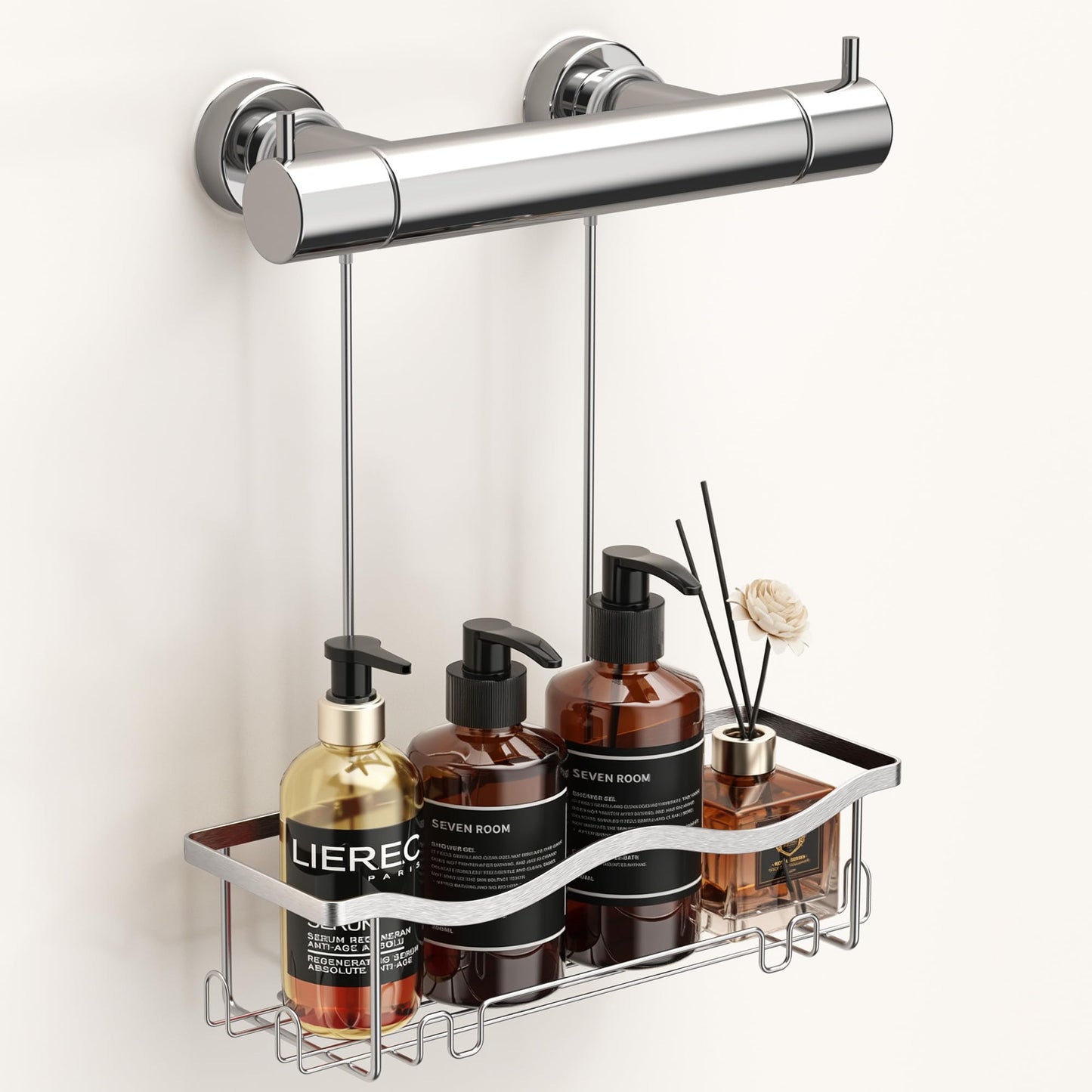 ALOCEO Shower Caddy Hanging No Drilling, Silver Shower Shelf, Shower Storage 304 Stainless Steel Suitable for Use in the Bathroom
