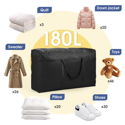 YiMiLiu 180L Extra Large Storage Bag Waterproof Luggage Bag Heavy Duty Moving Bag black