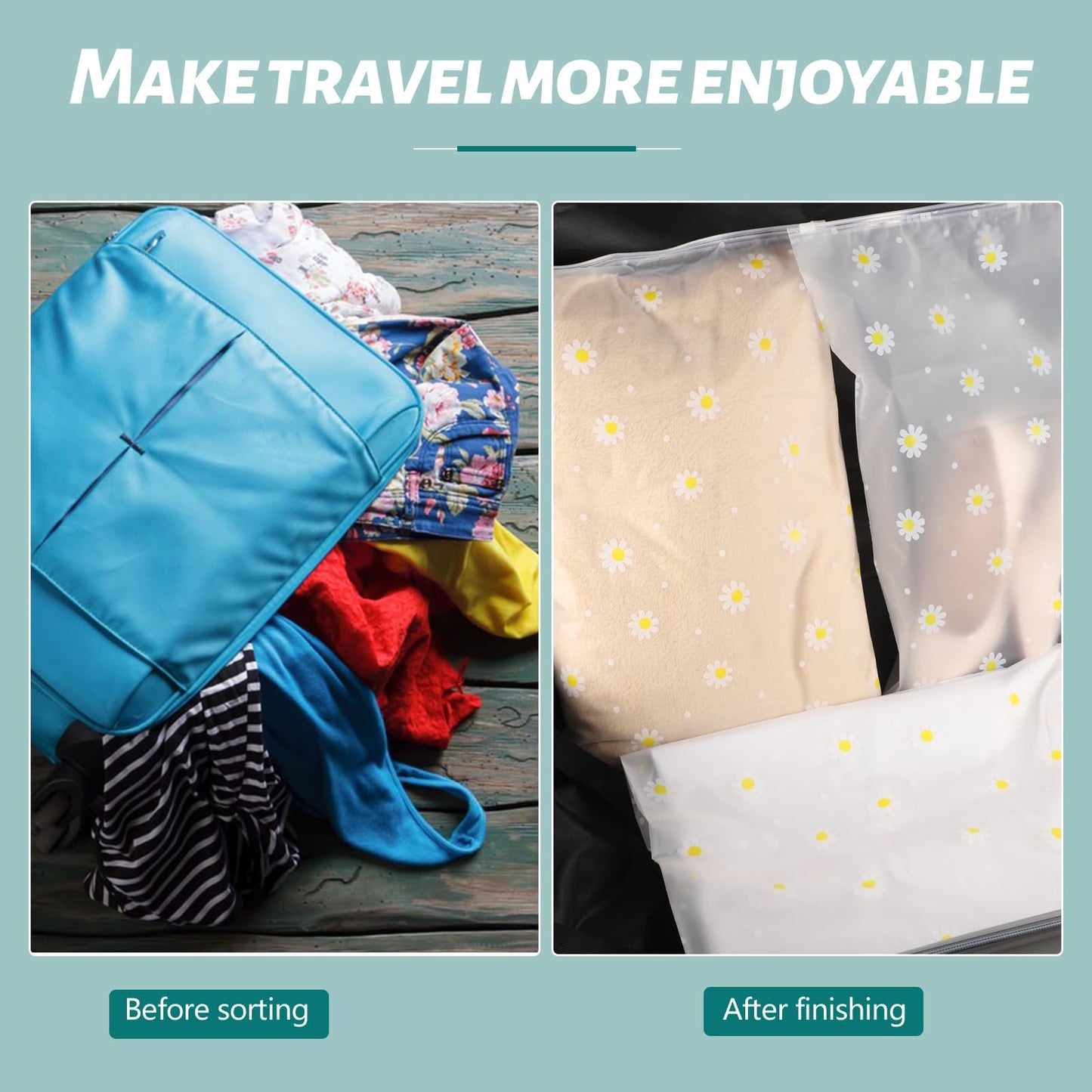 25 Pcs Reusable Ziplock Storage Bags 40 x 50 cm Travel Bags