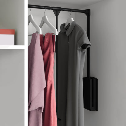 Emuca -Hang pull down wardrobe rail lift, adjustable width 23,6-32,6 inch 600-830mm, black