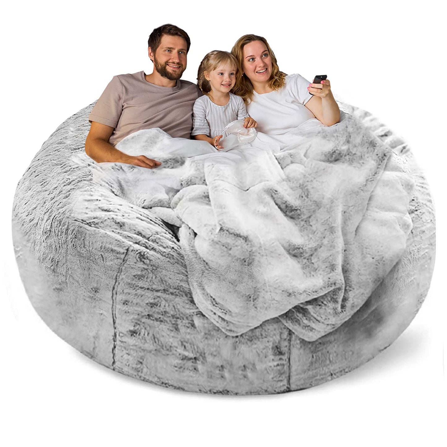 YudouTech Bean Bag Chair Cover Without Filler,Big Round Soft Fluffy PV Velvet Washable Bean Bag Lazy Sofa Bed Cover for Adults,Living Room Bedroom