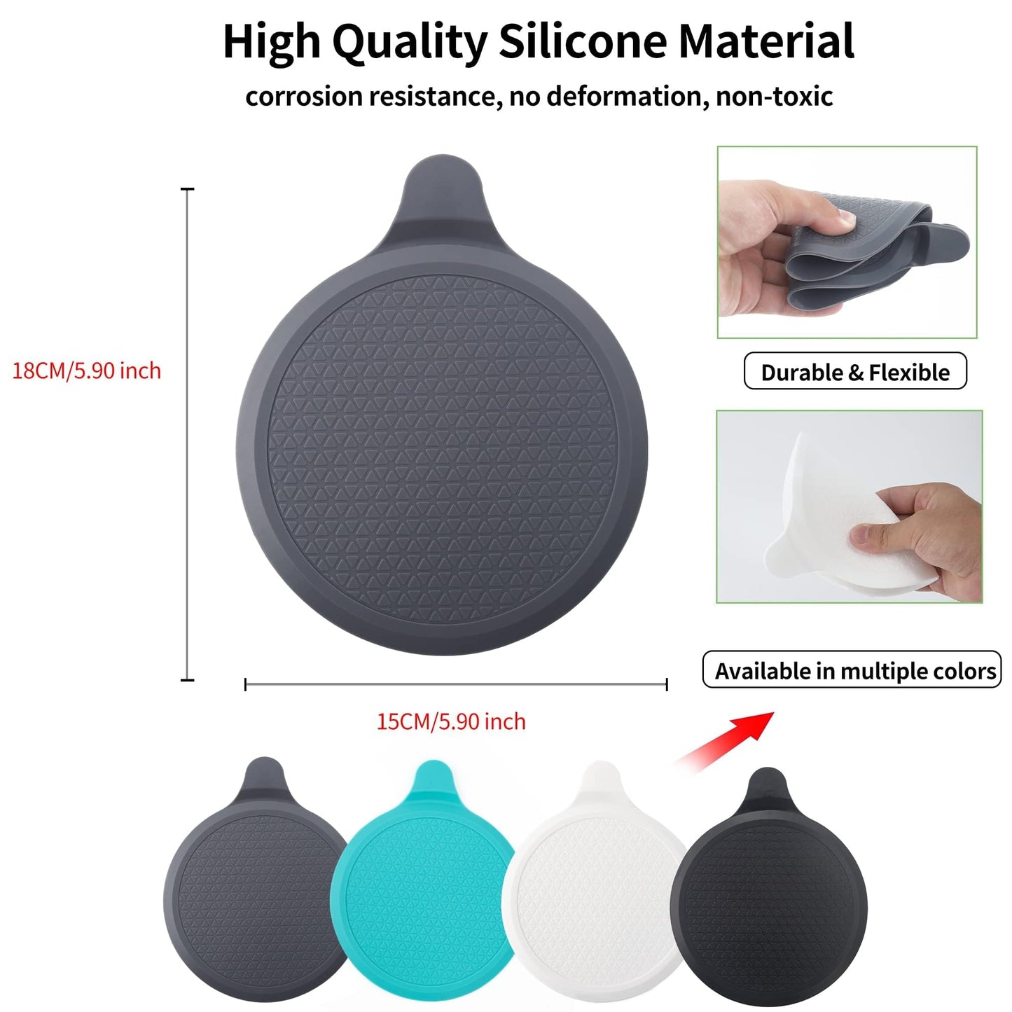 Tomario Silicone Bathtub Stopper, 6" Extra Large Sink Plug, Universal Shower Drain Tub Stopper for Kitchen Sink Bathroom (Grey)