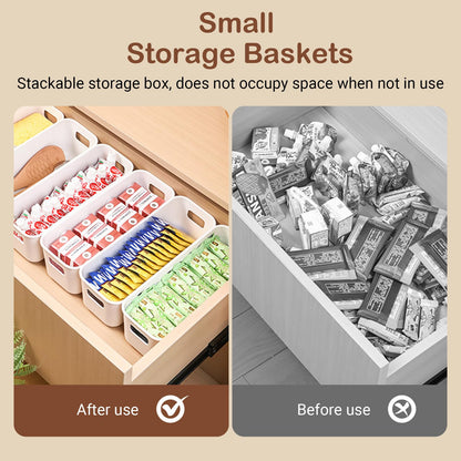 XMSHYODSM Narrow Storage Box, 6 pack Bathroom Storage Baskets, Narrow Storages Box Plastic Storages Baskets with Handles Kitchen Cupboard Organiser